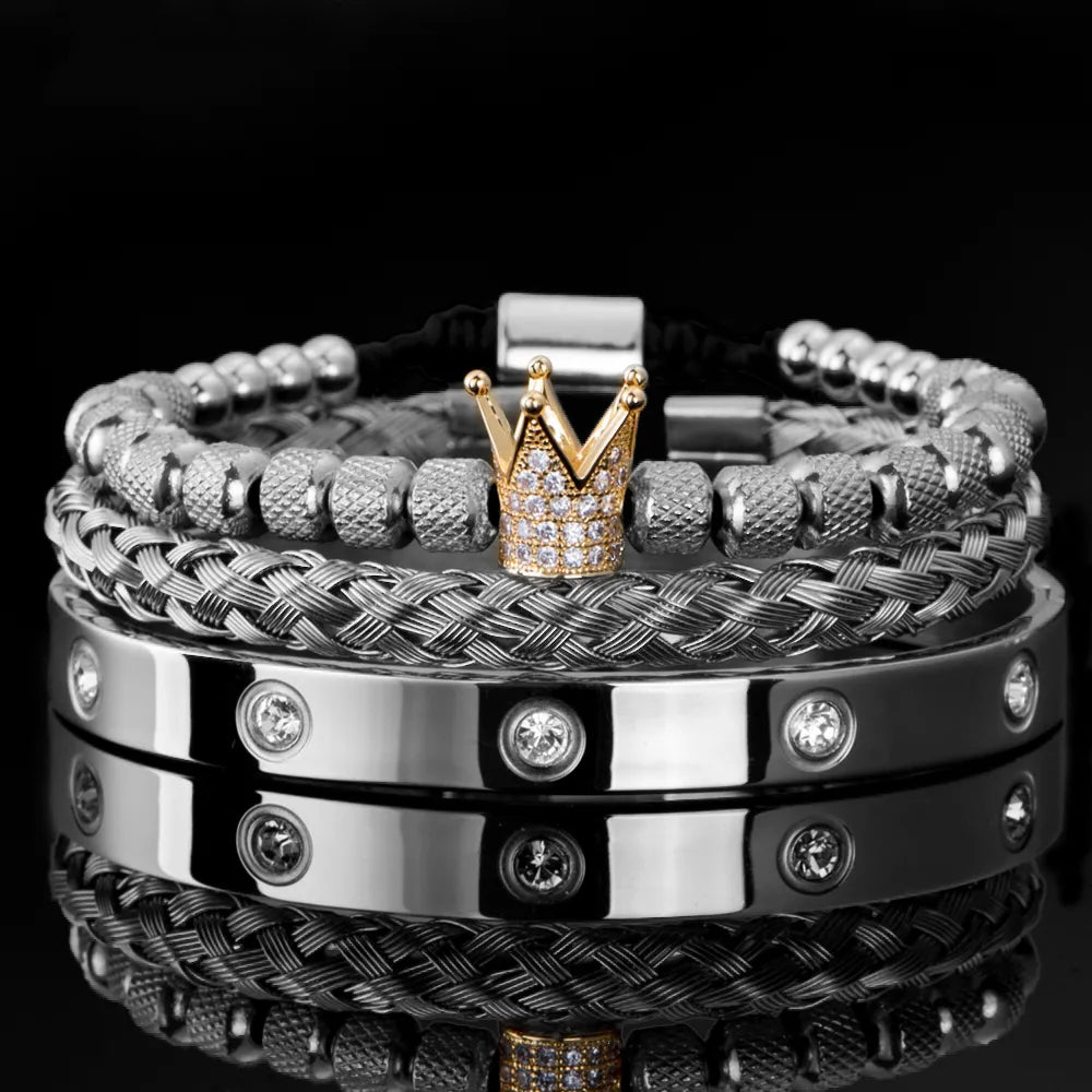Tru Feelinn Luxury Crown Bracelet Set - Premium Stainless Steel