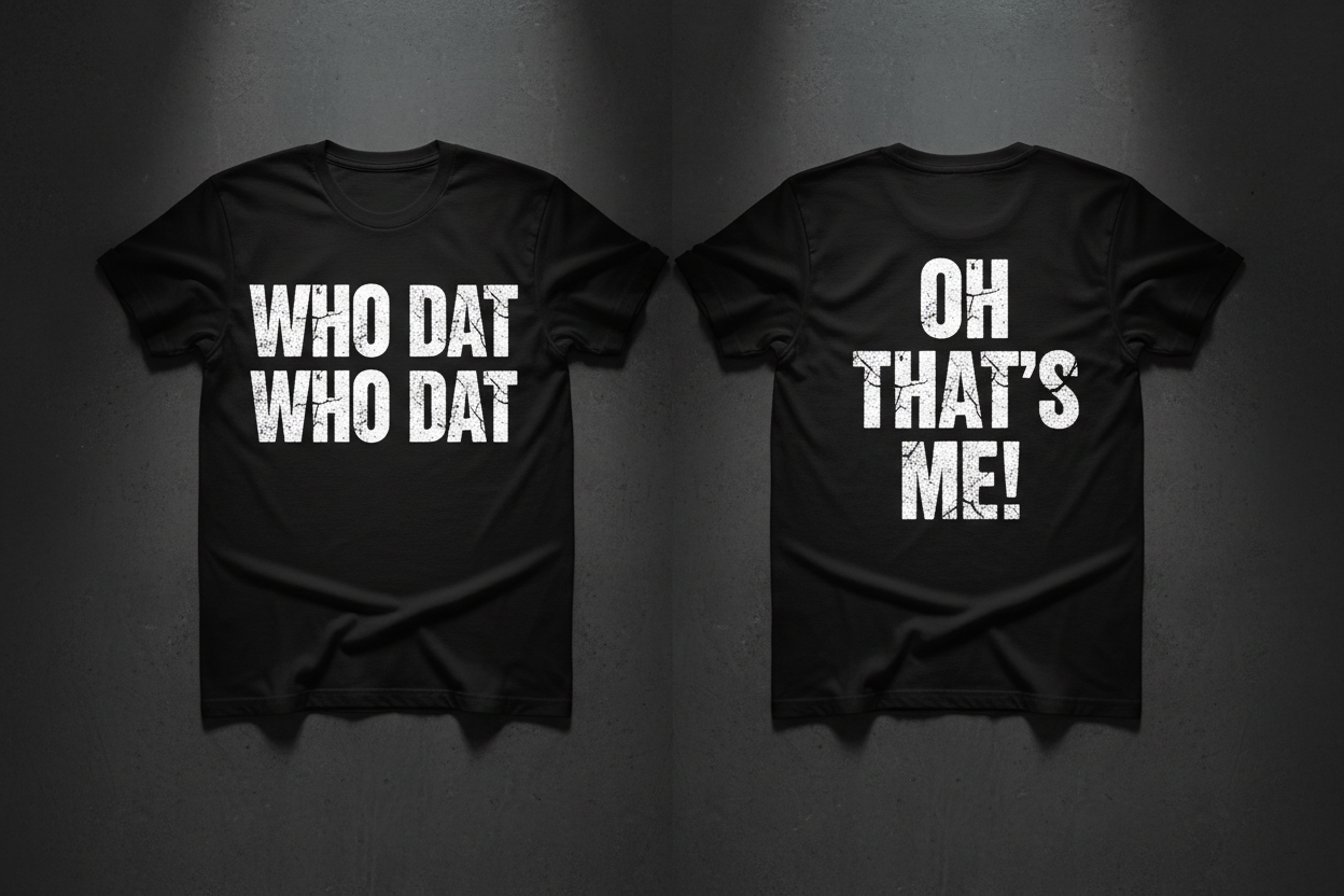Black Who Dat Rock Tee - Front and Back