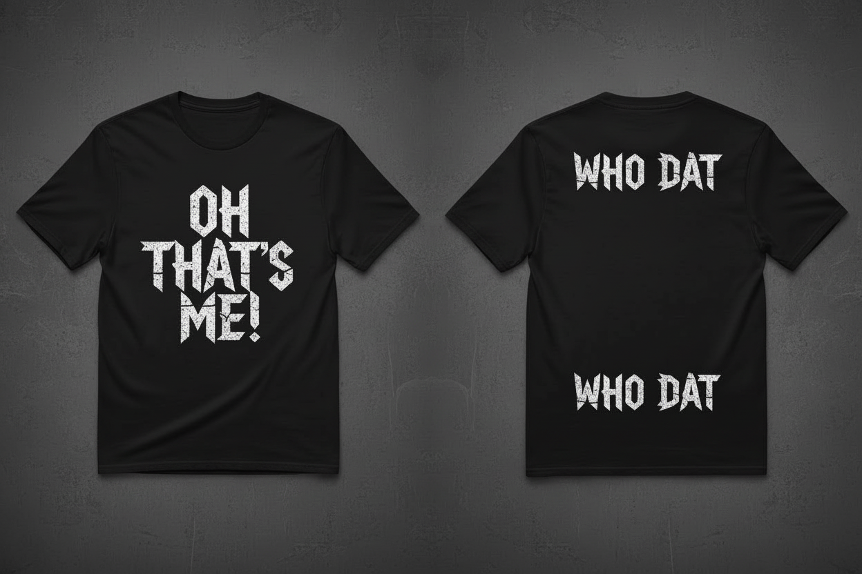 Black Who Dat T-Shirt with Original Design